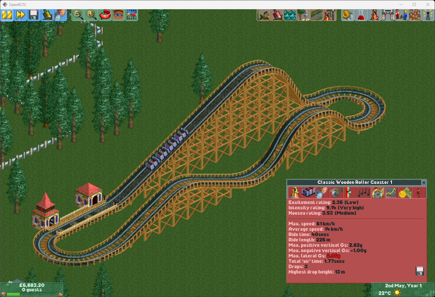 A rollercoaster with terrible stats