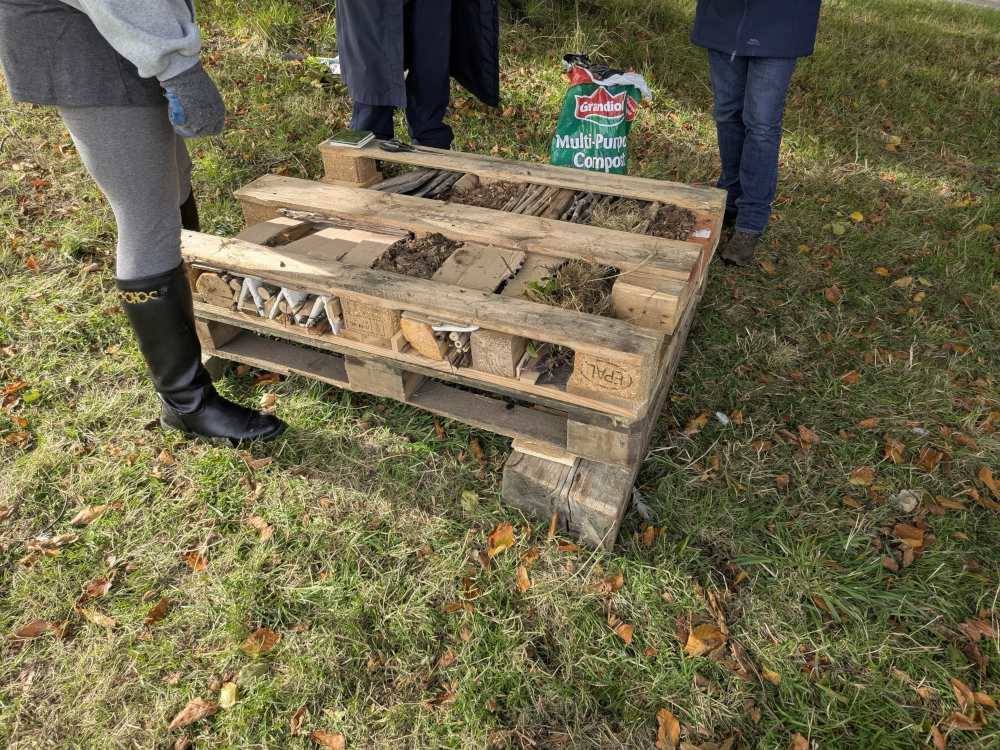 The foundation and first two pallets laid