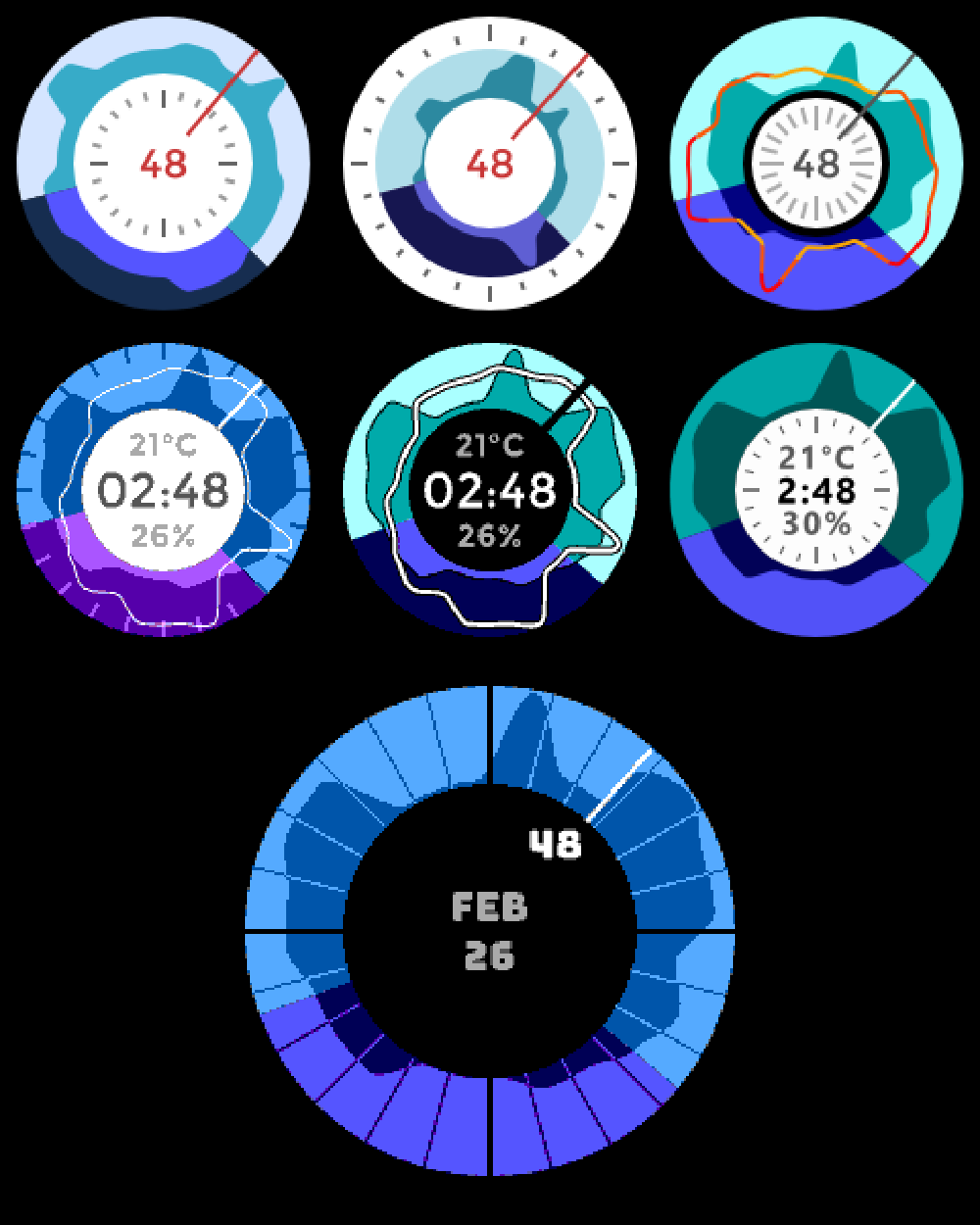Initial design concepts for the watch face